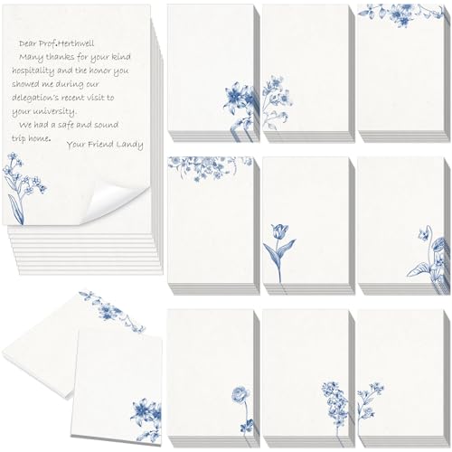 Image of Spiareal 100 Pcs Blank Note Cards Index Card, Blue, 4 x 6 in, Floral