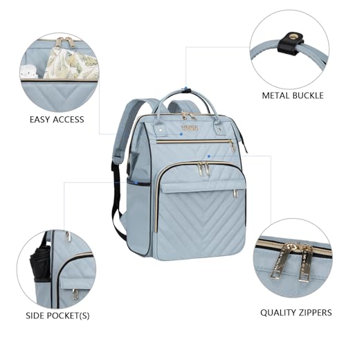 Image of VANKEAN 17 Inch Laptop Backpack for Women Fashion Computer Work Bag, Large Capacity Waterproof, Daypack Business Travel Backpack, Light Blue