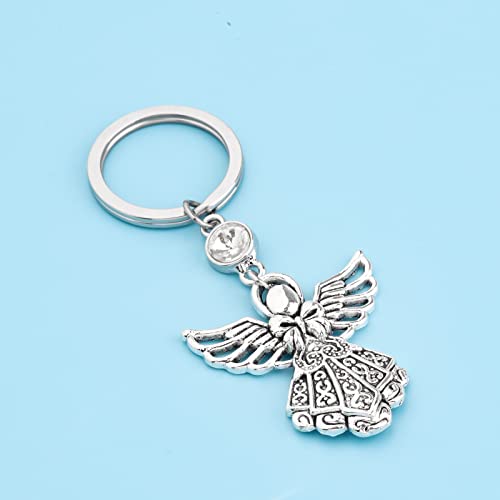 Image of FUSTMW Angel Keychain Guardian Angel Gifts Faith Gifts Prayer gifts Blessing Gifts Guardian Angel Charm Key Chain Gifts