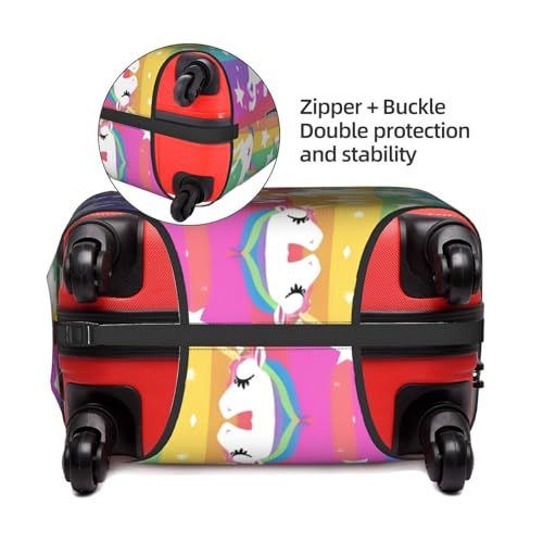 Unicorns On Stripes Tsa Approved Luggage Cover For 18-32 Inch Suitcases Scratch-Resistant Stretch Luggage Cover4