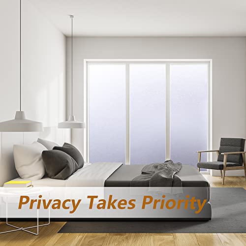 Privacy Window Film, Opaque Vinyl Window Frosting Film, Non Adhesive Window Glass Sticker Static Cling Removable Window Decals Heat Control Easy To Use, Pure Frosted 17.5 X 78.7 Inches #TOP1