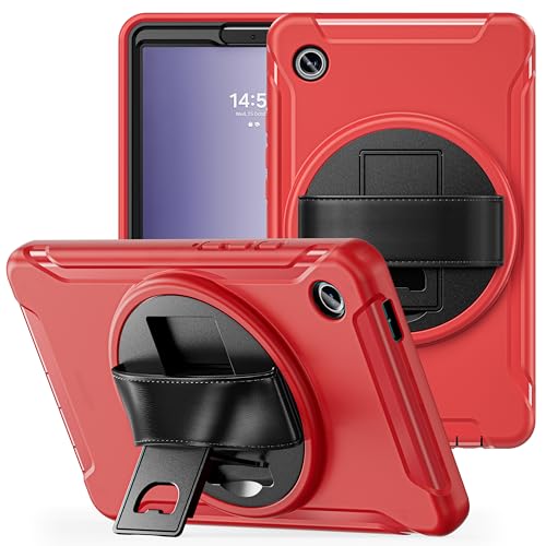 Étui Samsung Galaxy Tab A9 coque antichoc rouge avec support rotatif