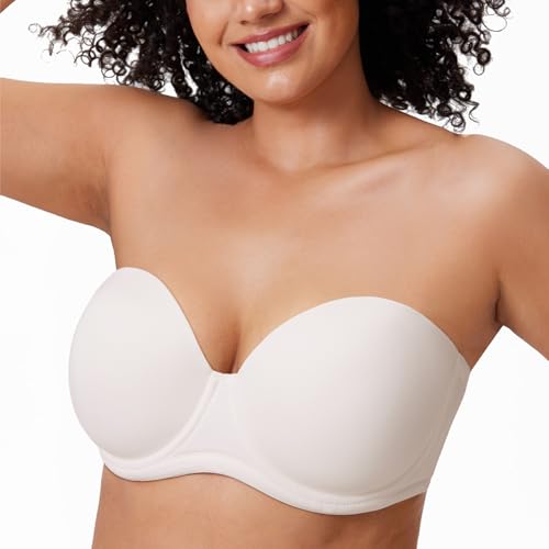 Image of DELIMIRA Women's Lightly Padded Plus Size Strapless Bras | Full Coverage, Underwire, for Large Breasts, Multiway Bra