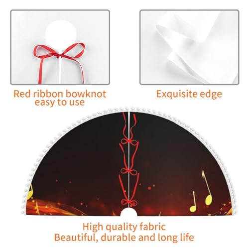 Jupe de sapin de Noël musique rouge cache-pied double couche - 7