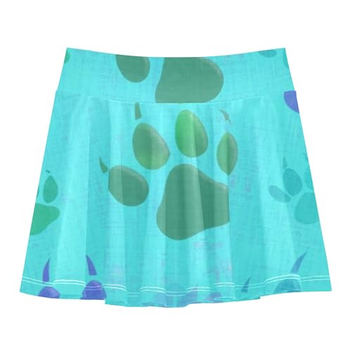 Fun Cute Girls' Shorts Athletic Skorts Tennis Skirts for Kids Flowy Skirt Cute Animal Paw Prints Blue 4t