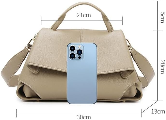 Women's Leather Handbag, Top Handle Satchel, Shoulder Crossbody Bag with Adjustable Strap (gray) - Image 6