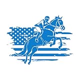 Calcomanía de pared con bandera americana, Jockey, carrera de caballos, salto, deportes, pegatinas de vinilo para pared, accesorios de decoración del hogar para sala de estar pequeña, 31x42cm