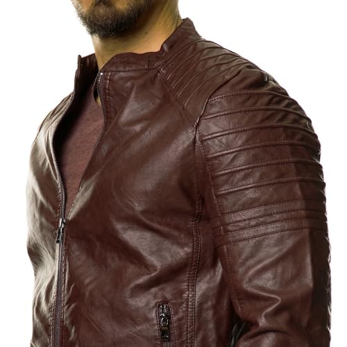 Image of DECIMAL Men's Black REAL Lambskin Leather Biker Jacket VINTAGE GENUINE MOTORCYCLE JACKETS FOR MEN