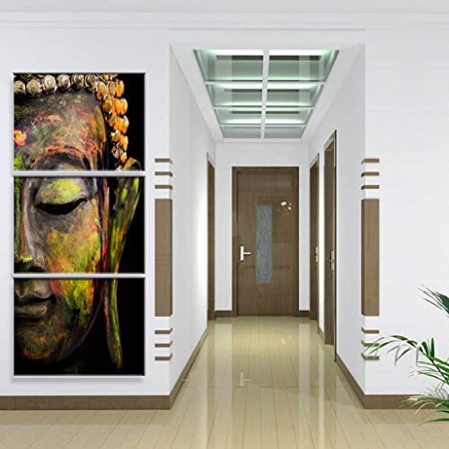 Flameer 3 painéis tela arte de parede Buda cabeça pinturas imagens arte moderna