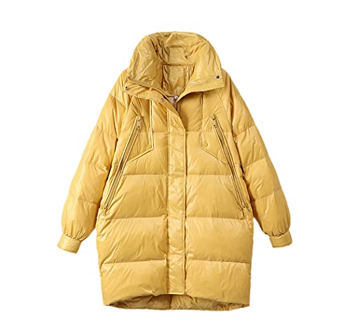 Manteau d'hiver femme en duvet de canard jaune idéal pour la montagne