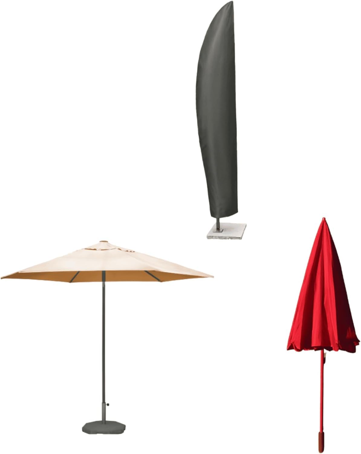 Home Source Duracover Waterproof Parasol Cover, 190cm(6.23ft) – Durable UV Resistant 130g PE Knitting Cloth with Drawstring Closure, Fits Large & Jumbo Parasols, Weatherproof Protection