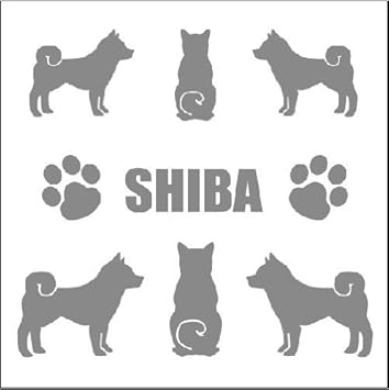 Amazon Co Jp エブリーペット ミニシルエット犬ステッカー シルバー 柴犬 車 バイク