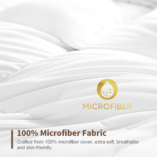 Image of Heavy Winter Double Bed Comforter - 300 GSM Warm Microfiber Rajai Quilt Blanket, Soft & Lightweight, Machine Washable - White