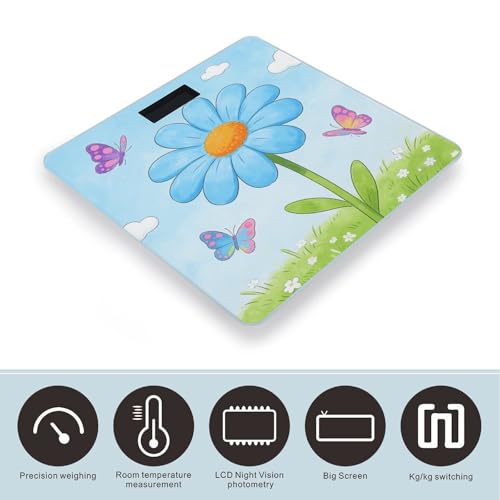Báscula Digital Light Blue Daisy con LCD Grande miniatura 3
