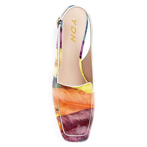 Image of YDN Women Closed Square Toe Block Low Heels Slingback Formal Loafer Dressy Shoes Office Lady Pump Size 4-15 US