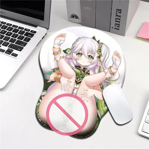 HDiGit Genshin Impact Mouse Pad with Wrist Support Comfort Silica Gel Wrist Rest Support Mat Mice 3D Mouse Pad Non-Slip PU Base for Computer (Naxida)