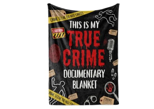 Huglanket True Crime Gifts for Women This is My True Crime Documentary Blanket 50x65 Inches Perfect Crime Junkies Merch & Decor for Crime Fans Mystery Lovers Podcast Fans - Black