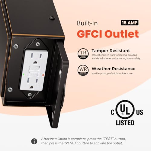 Image of Gleamz Front Porch Light with Outlet, ORB Gold Trim Modern Motion Sensor Outdoor Lights with GFCI, Waterproof Exterior Wall Light Fixtures, Anti Rust Garage Lights Wall Lantern, Adjustable Detection