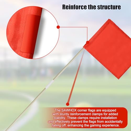 SAWHOX Soccer Corner Flags, Set of 10 67-Inch Fiberglass Corner Flags for Soccer Field - Thumbnail 3