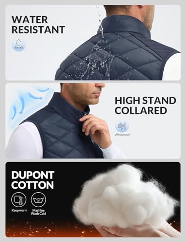 baleaf Men's Puffer Vest Outerwear Golf Sleeveless Jacket Winter Warm Lightweight Pockets Windproof3