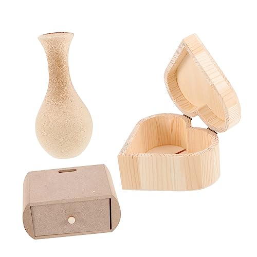 Tofficu Coffret À Bijoux En Bois Unique 3 Pièces Boîtes À Bibelots Faites À La Main Vase Pour Décoration Garçons Et Filles
