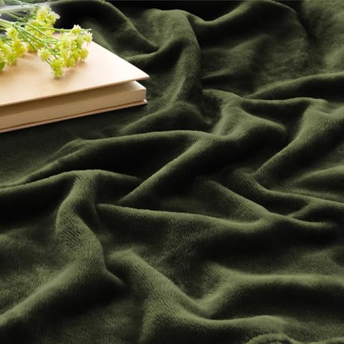 Image of BEDELITE Fleece Blanket Olive Green Throw Blankets for Couch & Bed, Luxury Plush Cozy Fuzzy Blanket 50x60 inches, Super Soft Warm Lightweight Throw Blanket for Travel Camping