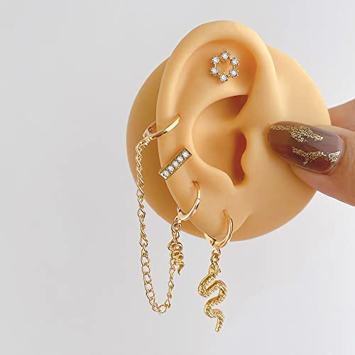 Ttndstore Fashion Bohemia Earrings Set Ear Clip Gold Color Shining Snake Butterfly Diamond Ear Studs For Women Cartilage Clip Jewelry-66446 #TOP3