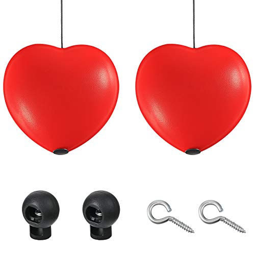 Frienda 2 Sets Garage Parking Aid, Red Hearts Garage Stop Balls Parking Assist Balls Indicators Retractable Parking Balls with Black Cord Locks and Screw Hooks for Car Garage Parking
