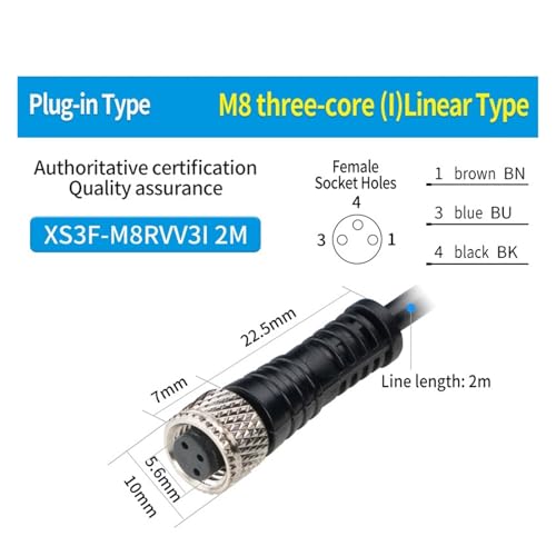Cable de sensor de proximidad de 3 o 4 núcleos impermeable for uso aeronáutico 2M 3