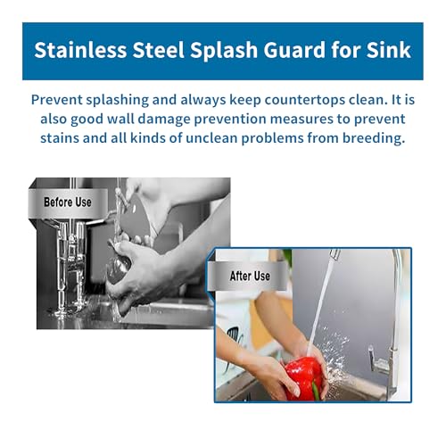 awagas 2 Pcs Stainless Steel Splash Guard Kitchen Sink Side Splash Guard, 17 x 12 Inch Wall Mount Guard with Screws, Commercial Restaurant Hand Sink, Food Truck and Prep Sink, Splash Guard Protector - Image 7