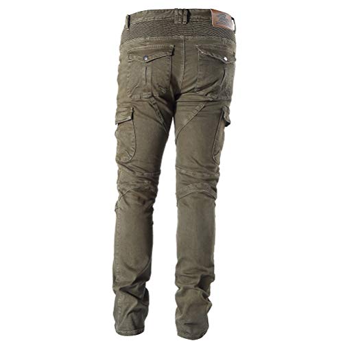Takuey Motorcycle Riding Denim Jeans For Men Motocross Racing Armor Pants With Detachable Ce Certified Knee Hip Protector Pads (Army Green, Xl=34) #TOP5
