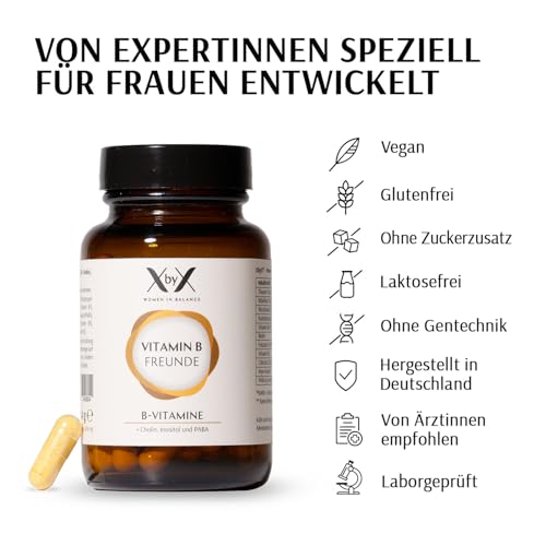XbyX Vitamin B Freunde | Vitamin B Komplex hochdosiert mit 3 Kofaktoren | 8 B Vitamine für Energie & Nerven | Veganes Nahrungsergänzungsmittel für Stoffwechsel & Immunsystem | 36,4g/ 60 Portionen