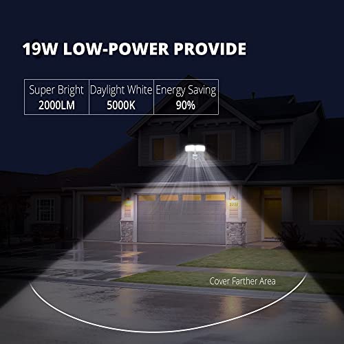 Ume 7635418331 19W Led Security Lights Motion Sensor Light Outdoor, 2000Lm Motion Flood Light, 5000K, Ip65 Waterproof, 2 Adjustable Head Motion Detector Security Light thumb #1