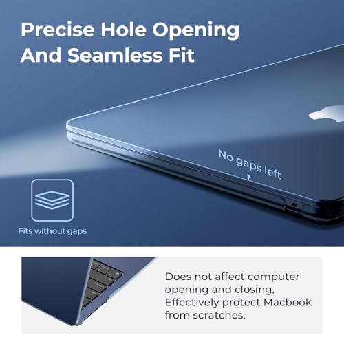 Image of EooCoo Hard Shell Case Compatible for Apple MacBook Air 13 inch M5 2026 2025 2024 2022 M4 M3 M2, A3449 A3240 A3113 A2681, Mac 13.6 inch Laptop Case Cover&Keyboard Skin Cover&Screen Protector-Midnight Blue