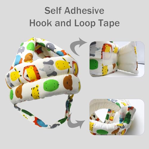 Image of Baby Head Protector Baby Helmet for Crawling Walking, No Bumps Safety Head Adjustable Protective Cap for Walking, Playing (Animals)