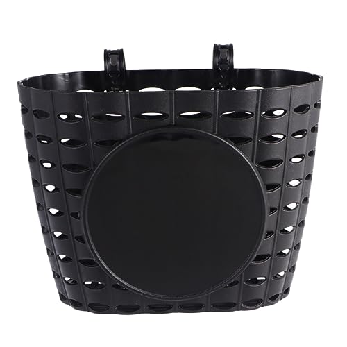 KOMBIUDA 1Set Detachable Plastic Bike Basket for Boy Girl Black Front Container with Strap Bike Accessory for Boy Girl Outdoor Adventures