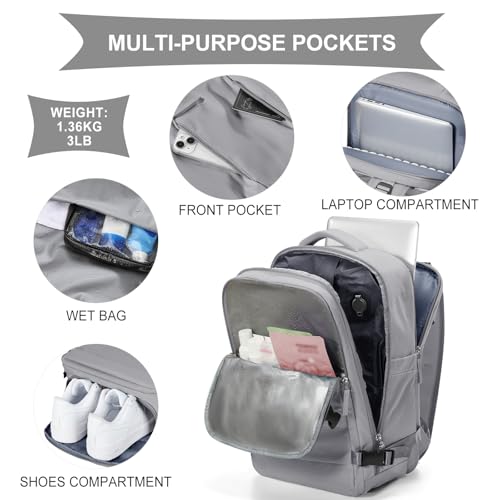 Image of coowoz Vacuum Backpack Travel with Pump,Travel Backpack with Vacuum System For Women Men,Carry On Backpack,Hiking Backpack Waterproof Outdoor Sports Rucksack Casual Daypack,30L(Vacuum pump) Grey