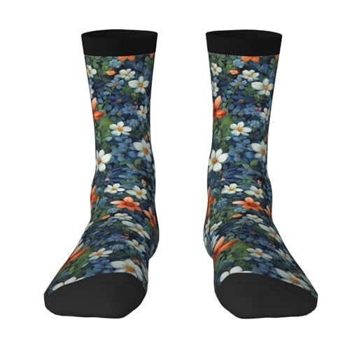 SXOOGE Socken mit Blumen und Blättern, Unisex, lässig, Training, athletische Socken, für Herren und Damen, atmungsaktiv, tolles Geschenk, 3 Schwarz, Einheitsgröße
