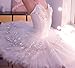Professional Ballet Tutu Girls, Pancake Swan Lake Ballet Dance Competition Costume Kids White Ballet Dress Puffy Skirt,White,150