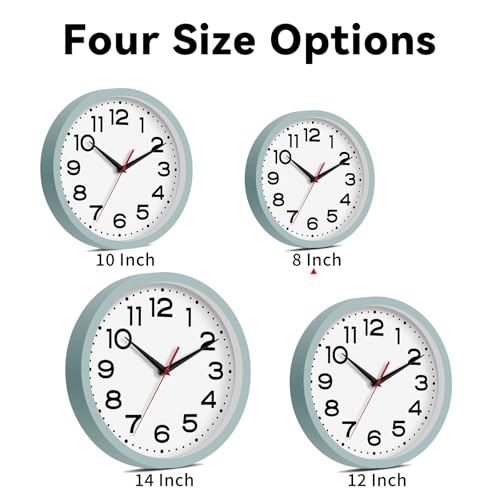 Roymnie Wall Clock Silent Non-Ticking Modern Clock Battery Operated 8 Inch Small Classic Analog Decorative for Kitchen, Bathroom, Office, Bedroom, Home(Blue Gray)