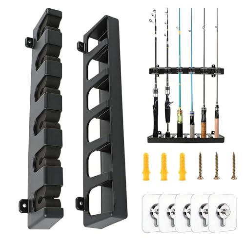 Pynzeka Support de Canne à Pêche Support Canne a Peche Vertical Installation Libre pour Garage Bateaux Mural Rod