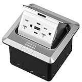 KYHSHJ USB Pop Up Floor Socket Kit with 2 * 20A Receptacle，5V8A 1 USB-A Ports &2 USB-C Port，Corrosive Resistant Hardware,Black (Silver)