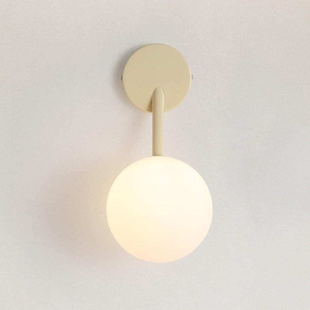 HXYSXHJUO Modern Nordic Wall Lamp Acrylic Globe Sconce Metal Bedside Lighting Lantern for Bedroom Living Room Study Dining Hallway Stairs Hall Restaurant(Beige)