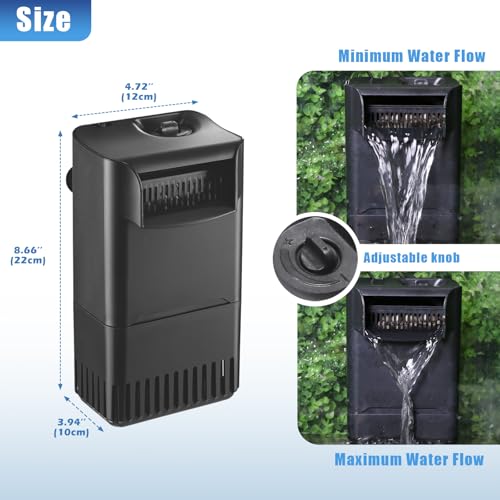 Image of 220GPH Turtle Filter for 20-45 Gal Tank, Small Turtle Filters 3-stage Filtration for Freshwater Saltwater Cloudywater, Ultra-quiet and Flow Adjustable for Fish Turtles Shrimps Amphibians Frogs