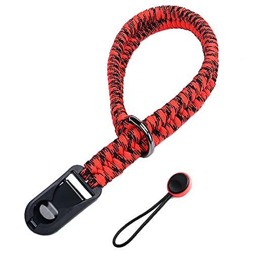BECAT Kamera Handschlaufe Gurt Schnellverschluss Camera Strap Wristband Handgewebtes Einstellen Trageschlaufe Compatible with Canon, Nikon, Sony, Olympus, Pentax, Leica DSLR SLR Wrist Strap RotSchwarz