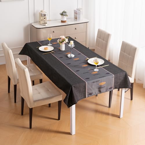 Image of HOKIPO Modern Grace Table Cloth for 4 Seater, 55x71 in, Twilight Fern