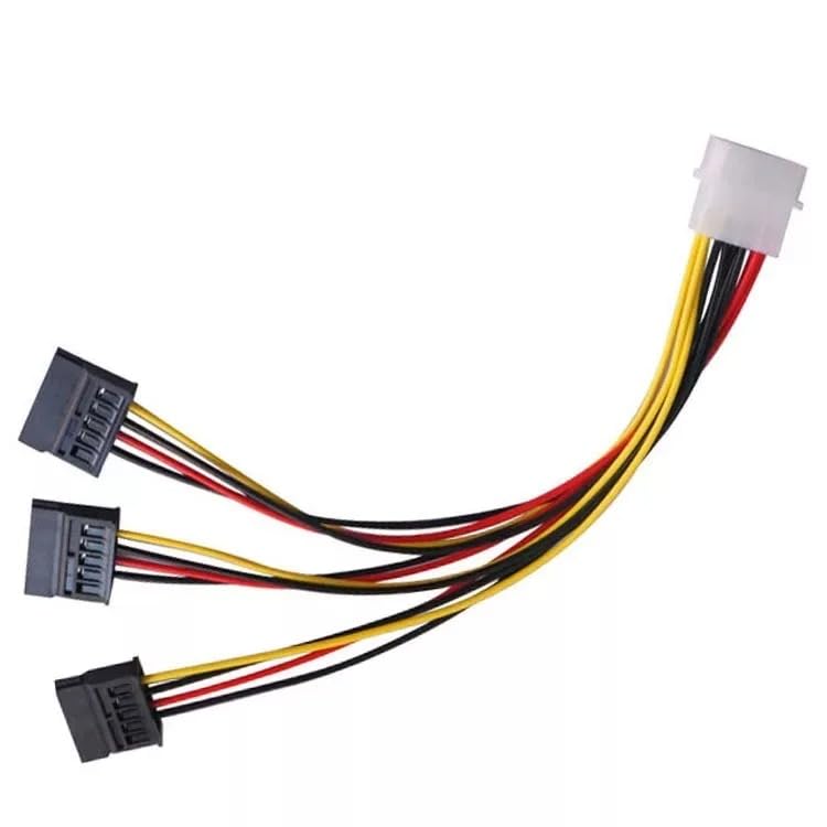 SOLDOUT 4 Pin IDE Molex Male to 3 x Sata Serial ATA 15 Pin SATA Female Y Splitter Hard Drive Power Supply Cord Extension Cable 22AWG