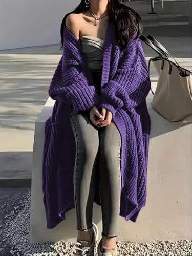 Image of Womens Long Cardigan Sweaters Open Front Oversized Duster with Pocket for Women 2025 Fall Winter Knit Design Coats