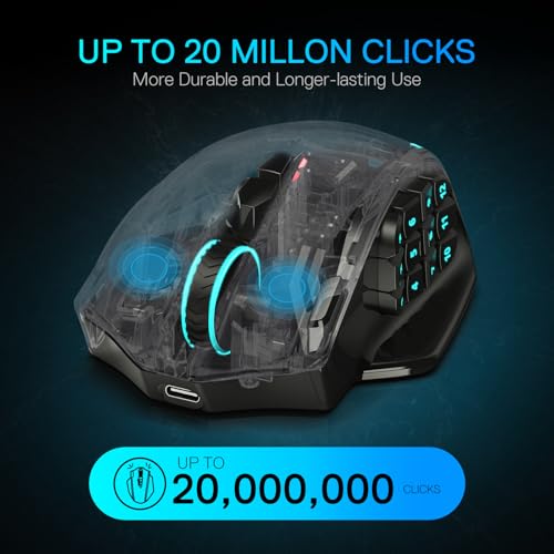 Image of Redragon M913 MAX Wireless Gaming Mouse, 26000 DPI MMO Optical Mouse with 16 Programmable Buttons, BT & 2.4G Wireless, Software Supports DIY Keybinds