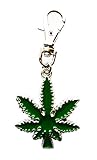 POT LEAF CHARM 1' IN LENGTH X 7/8' ACROSS WEED MARIJUANA KUSH HYDRO CANNABIS COLLAR DOG CAT TAG...